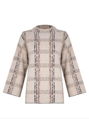 Foil Size Medium Beige Plaid Cozy Sweater